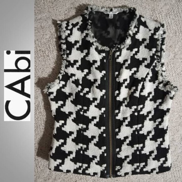 CAbi houndstooth wool blend vest women's size medium coat jacket - Picture 1 of 7